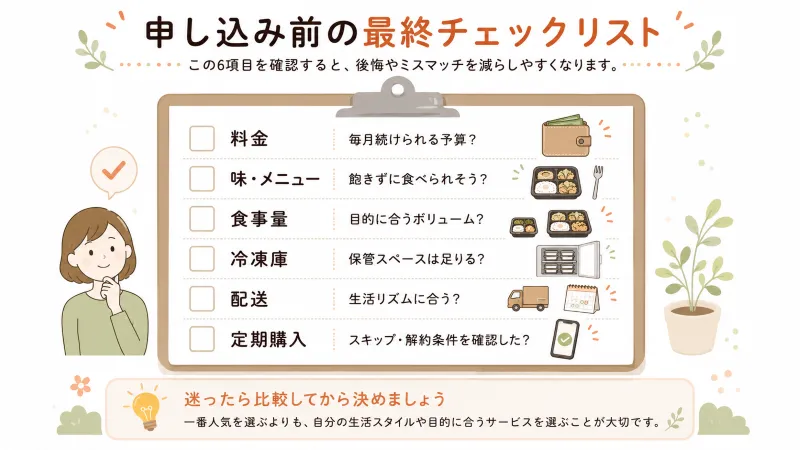申し込み前の最終チェックリストを設置